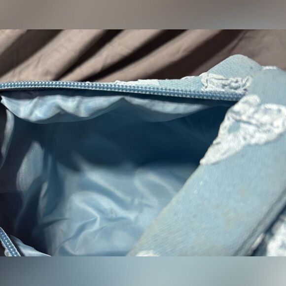 Floral Embellished Blue Fabric Ulta Beauty Cosmetics Bag See Pics for Measuremen - Picture 7 of 9